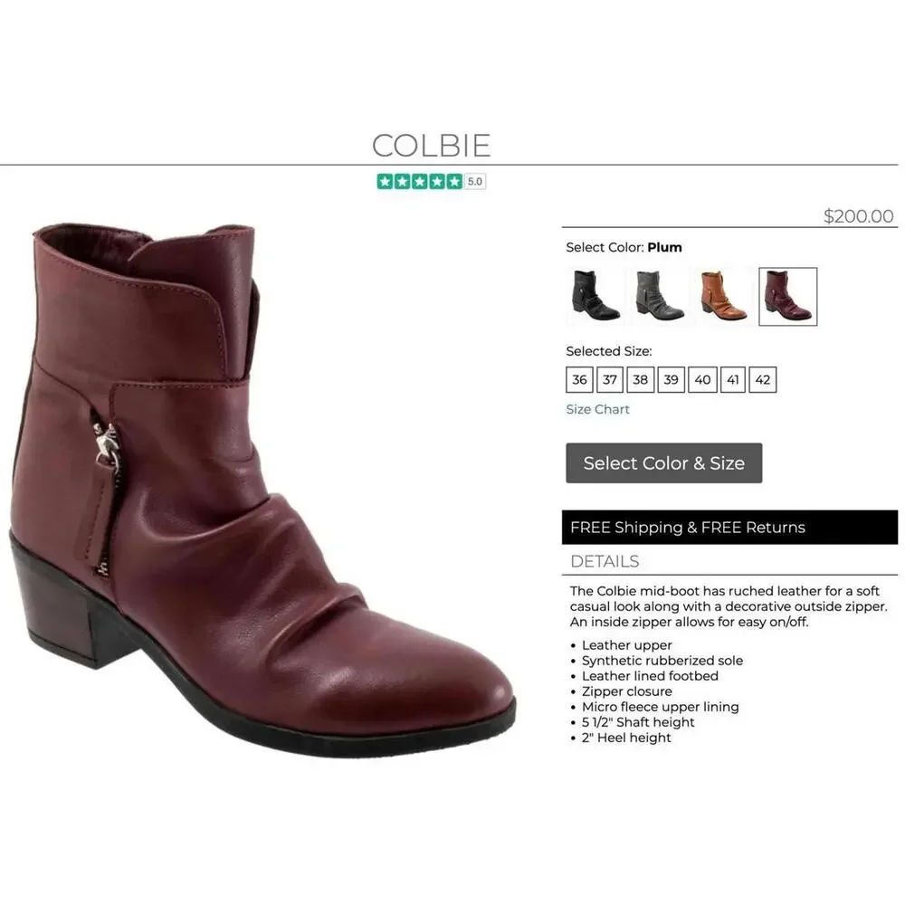 Bueno Colbie Women's Burgundy Leather Ankle‎ Boots